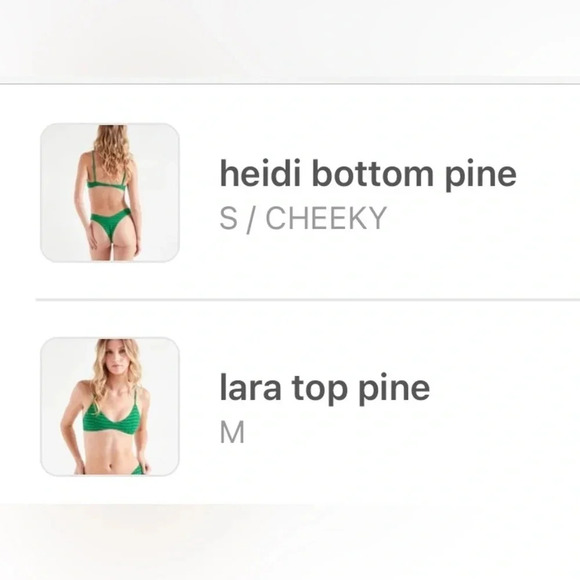 NWT OneOne Swimwear Bikini SETPINE Green Emerald Lara Heidi Cheeky NEW Medium - Picture 6 of 6